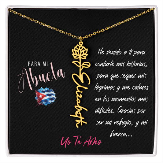 Necklace,Collar con Flor de Nacimiento y Nombre Personalizado – Regalo para Abuela
