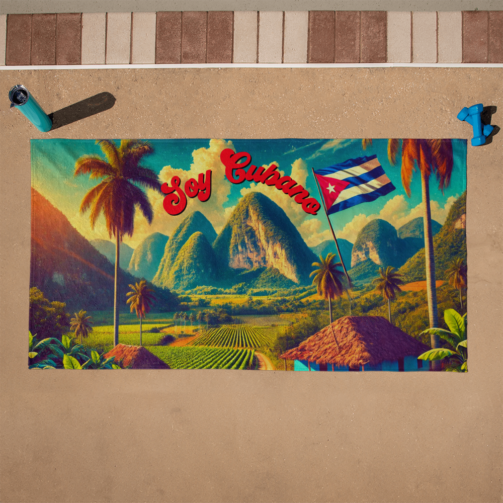 Beach Towel, Toalla de Playa Grande – Viñales Cuba Vibes, Soy Cubano