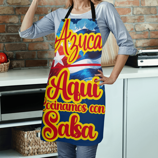 Aprons, Delantal Cubano - Azuca Aqui Cocinamos con SALSA