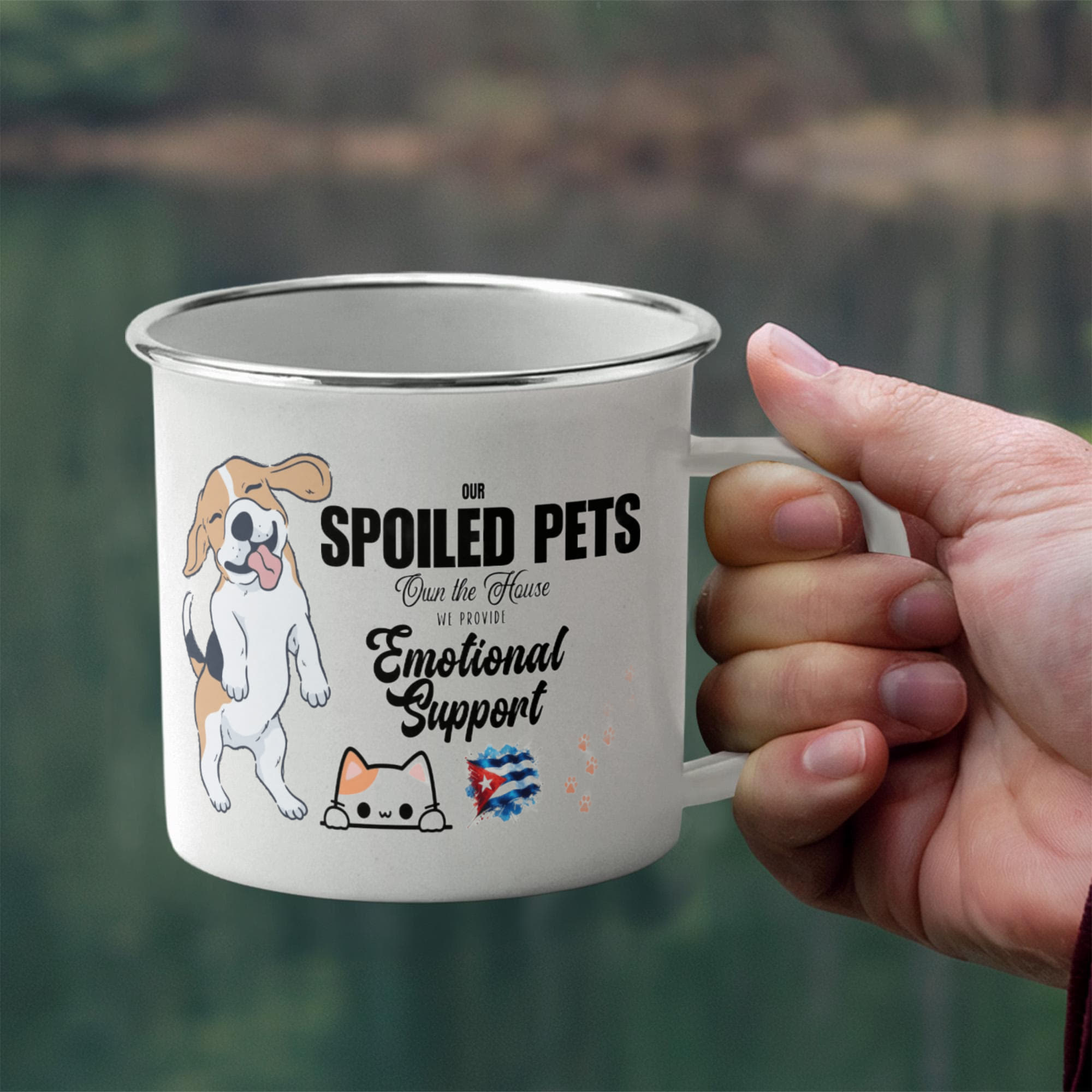 Mug Stainless-Steel Enamel – Spoiled Pets Own the House Secondary image