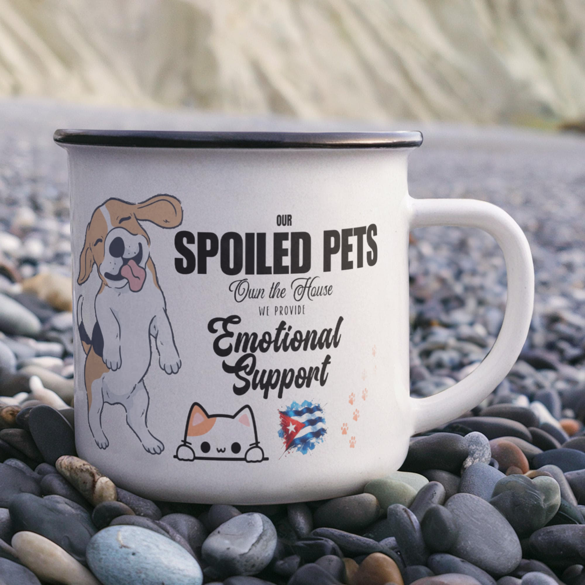 Mug Stainless-Steel Enamel – Spoiled Pets Own the House Main image