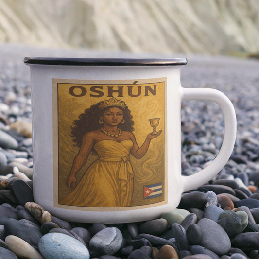 Oshún Custom Mug Acero Inoxidable - Belleza, Amor y Poder Dorado
