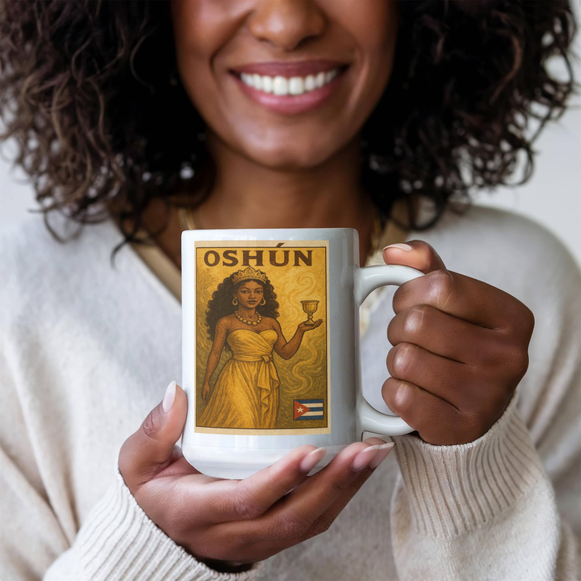 Oshún Ceramic Mug Custom-made - Belleza, Amor y Poder Dorado Secondary image