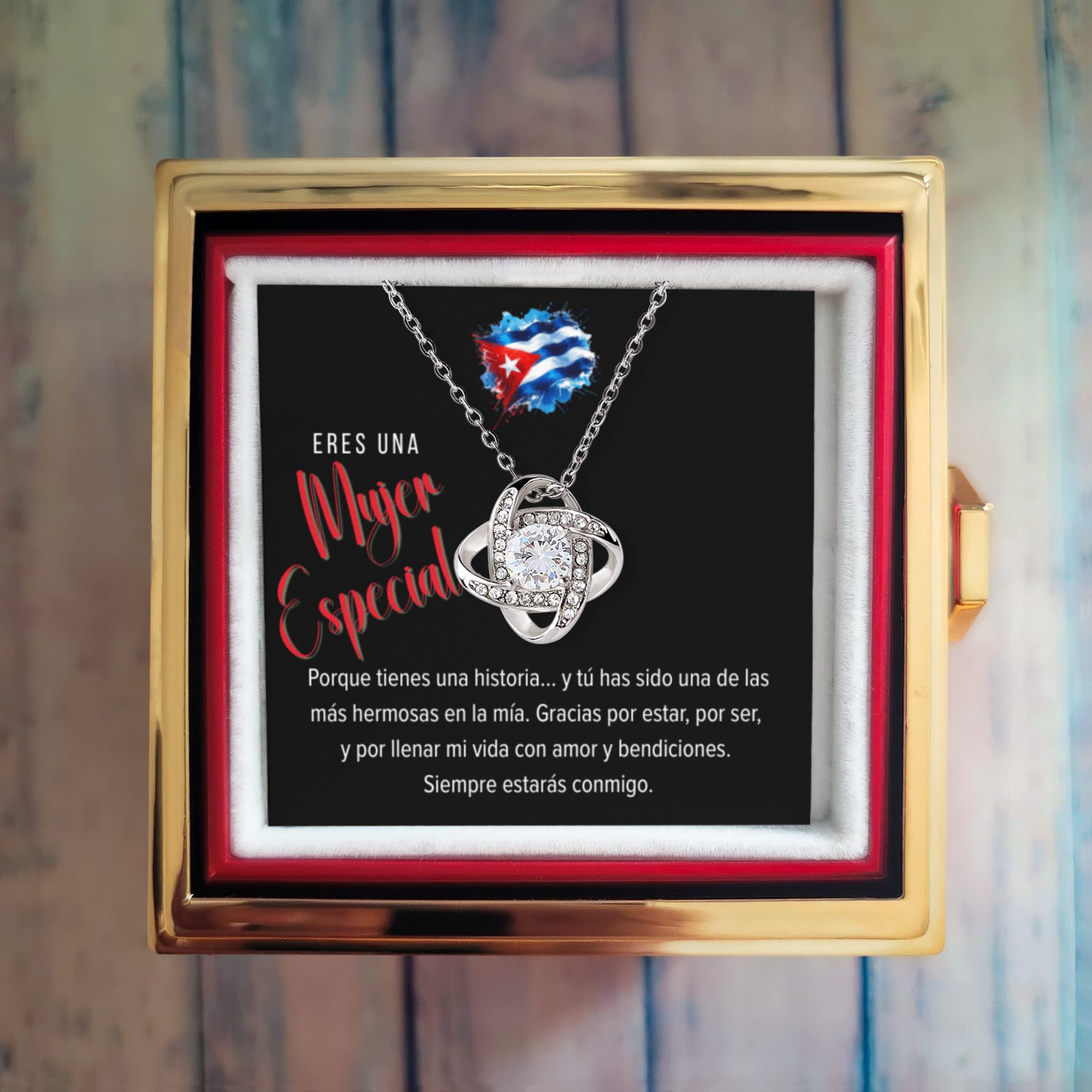 Necklace, Collar Personalizado Para una Mujer Especial - Love Knot Necklace en Rose Gift Box Main image