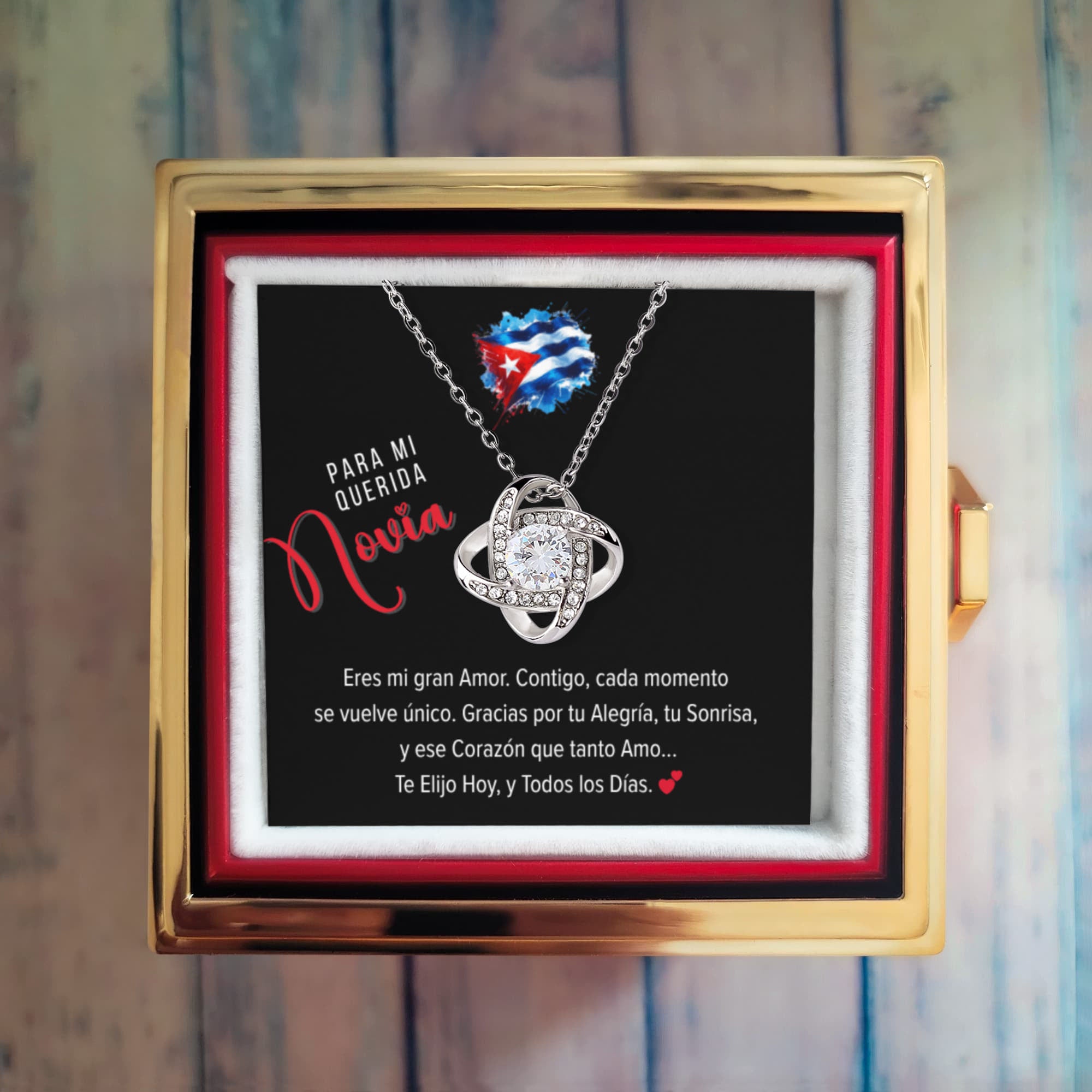 Necklace, Collar Personalizado Para mi Novia - Love Knot Necklace en Rose Gift Box Secondary image