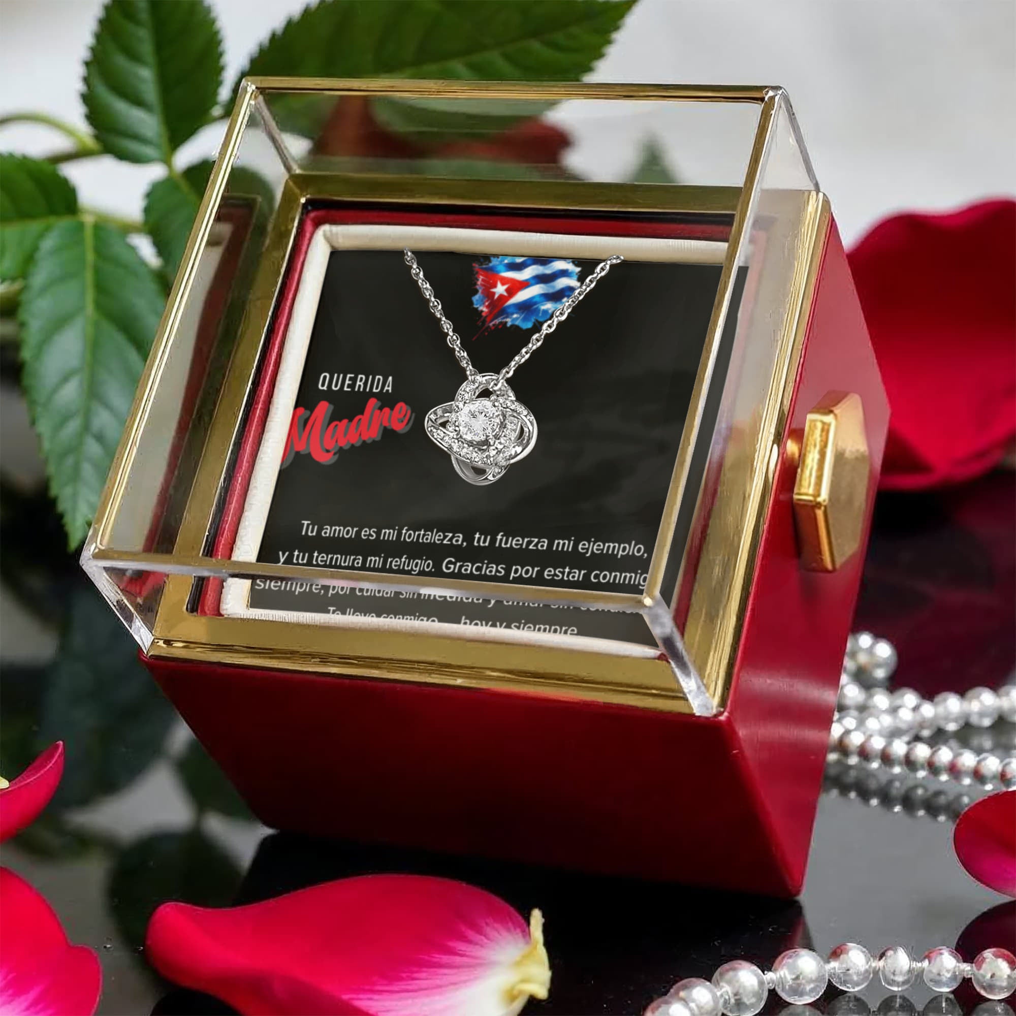 Necklace, Collar Personalizado Para Madre - Love Knot Necklace en Rose Gift Box Main image